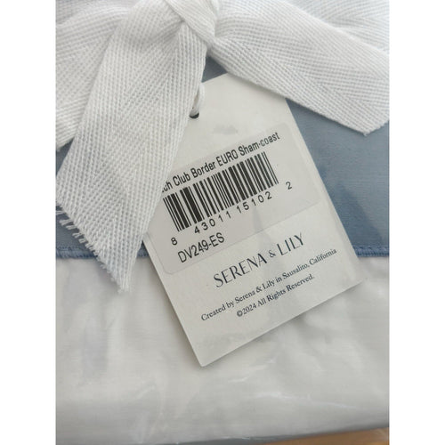 Beach Club Border Percale Euro Pillow Sham-Coastal Blue - The Home Decor Outlet