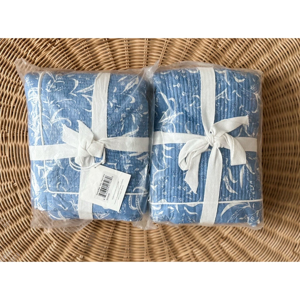 Verona Floral Euro Pillow Shams (Set of 2)-French Blue