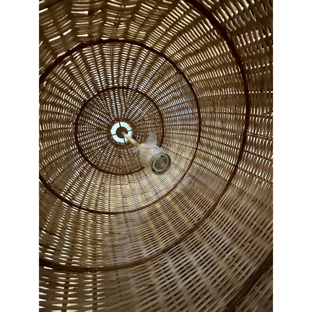 Santa Barbara Coastal Rattan Bell Pendant Light-Natural Brown