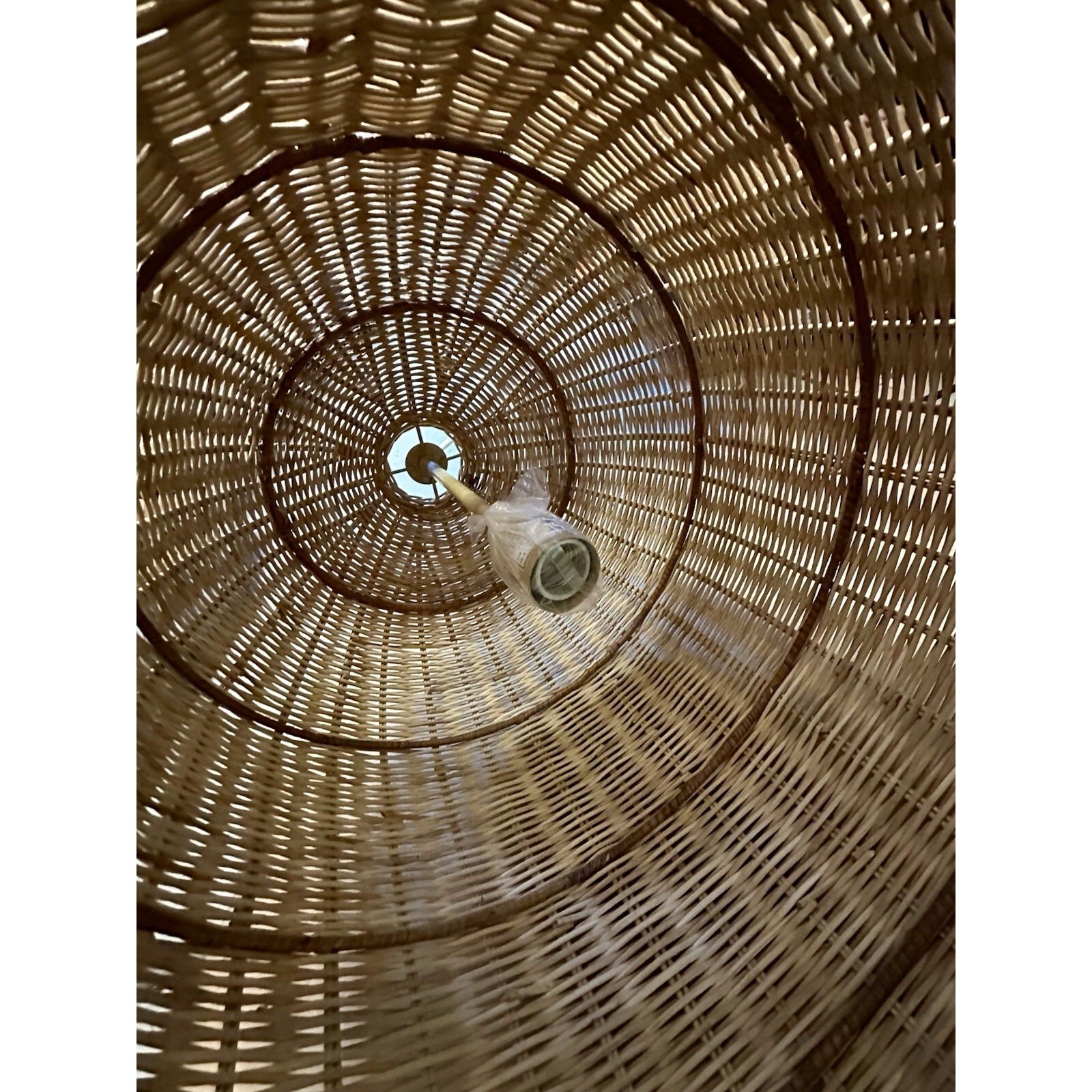 Santa Barbara Coastal Rattan Bell Pendant Light-Natural Brown