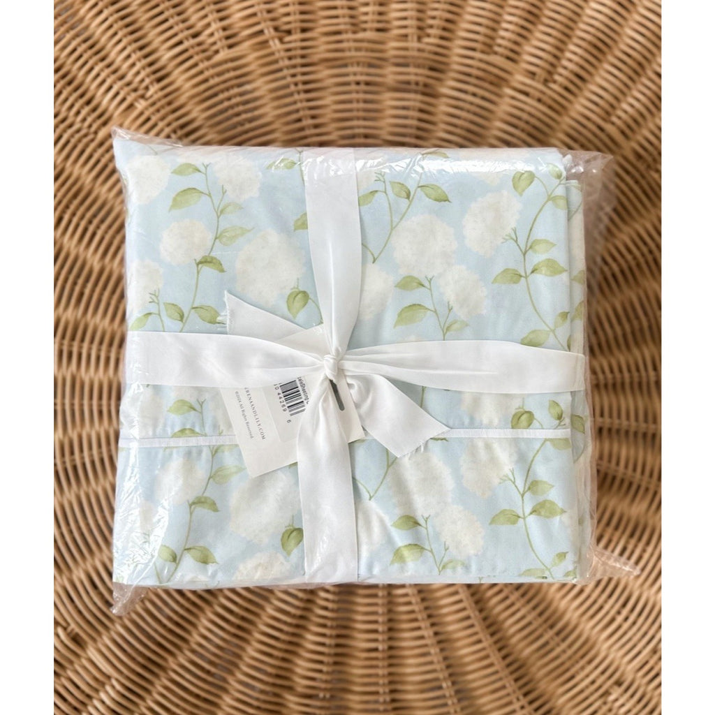 Hydrangea Percale 4 Pc Queen Sheet Set-Sky Blue