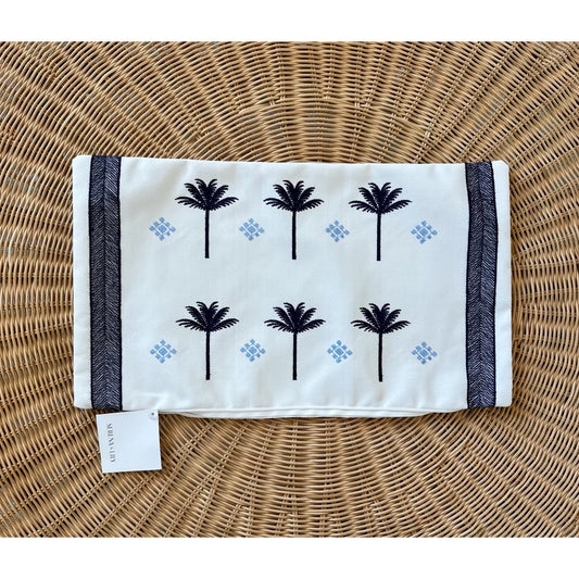 Sunbrella Veracruz Pillow Cover (12”x21”)-White/Navy Blue - The Home Decor Outlet
