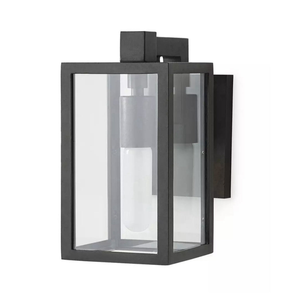 Warwick Small Outdoor Sconce-Black Frame/Clear Glass