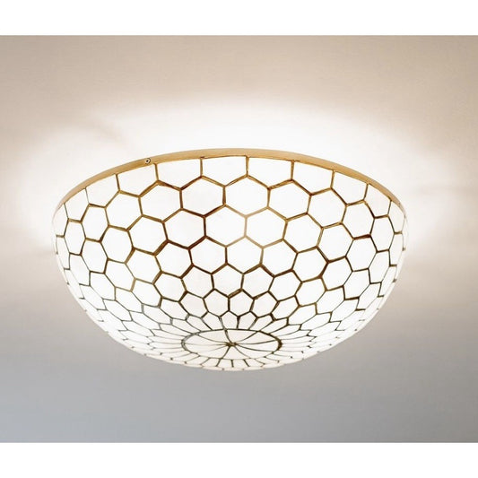 Capiz Flushmount (Large)-Brass Gold