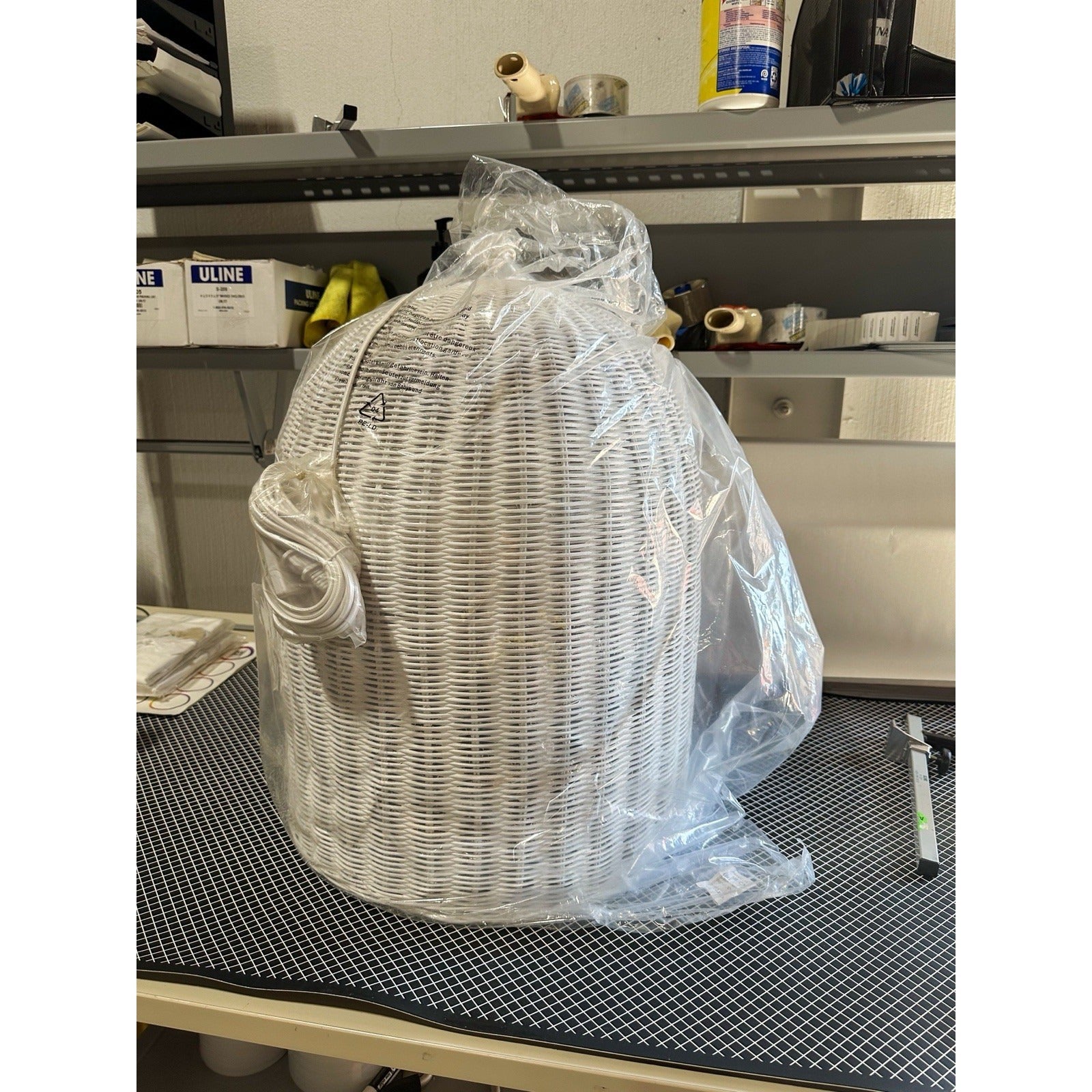 Santa Barbara Rattan Bell Plug-in Pendant-White