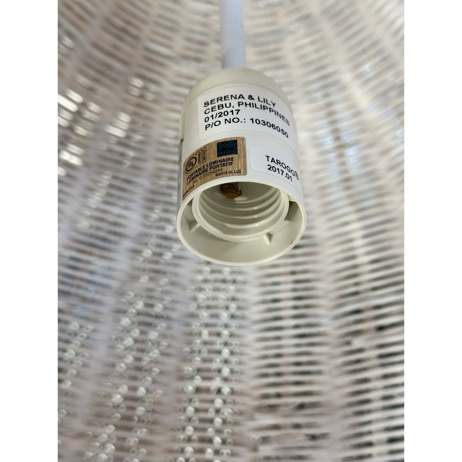 Santa Barbara Rattan Bell Plug-in Pendant-White