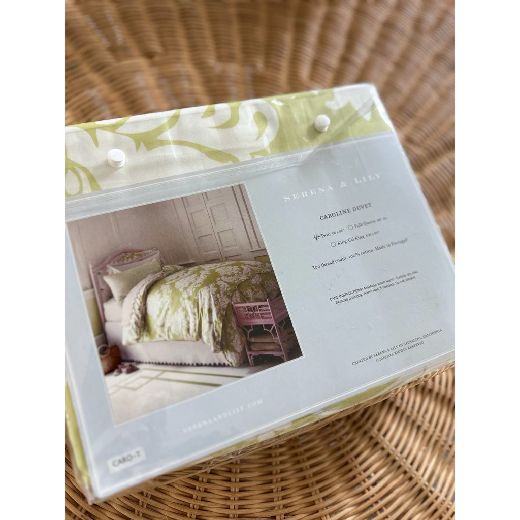 Caroline Duvet Cover (Twin)-Green/White - The Home Decor Outlet