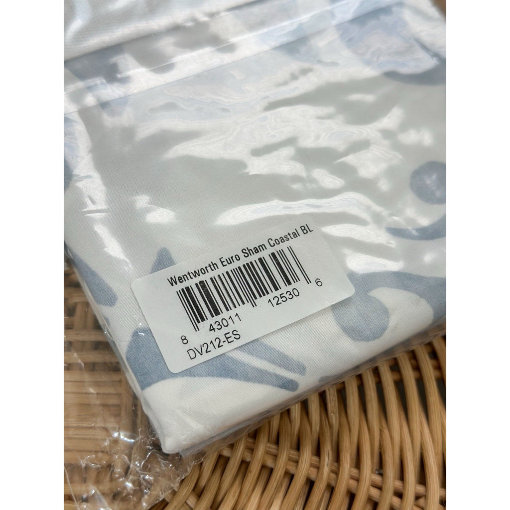 Wentworth Percale Euro Pillow Sham-Coastal Blue - The Home Decor Outlet