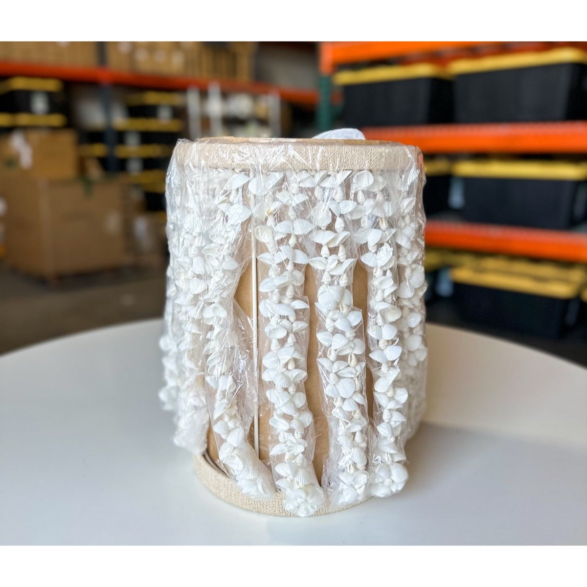 Aptos Seashell Large Hurricane Coastal Candle Holder -Beige