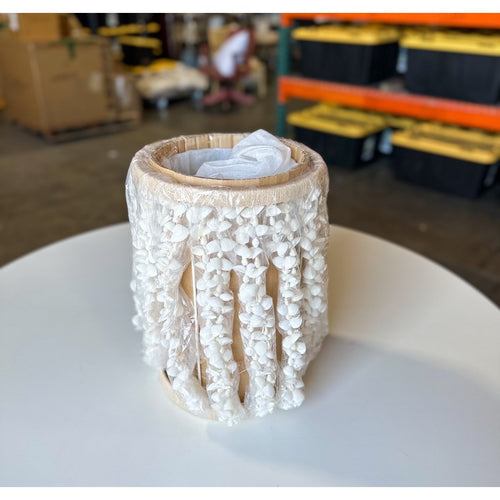 Aptos Seashell Large Hurricane Coastal Candle Holder -Beige