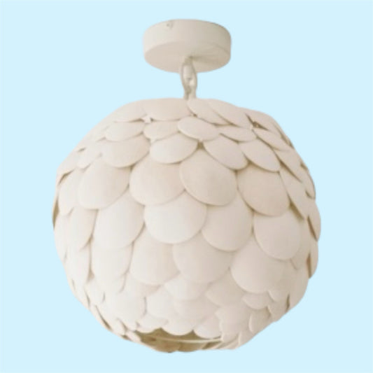 Pescadero Round Coconut Shell Pendant-Beige