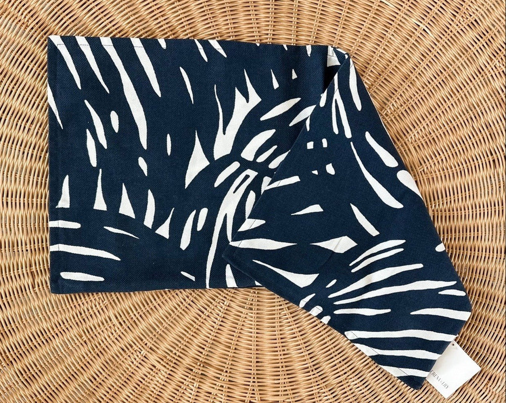 Palm Pillow Cover (14”x30”)-Midnight Blue