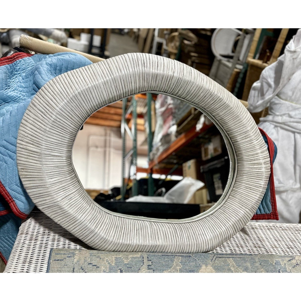 PALECEK Ravenna Rattan Designer Coastal Mirror-Whitewash