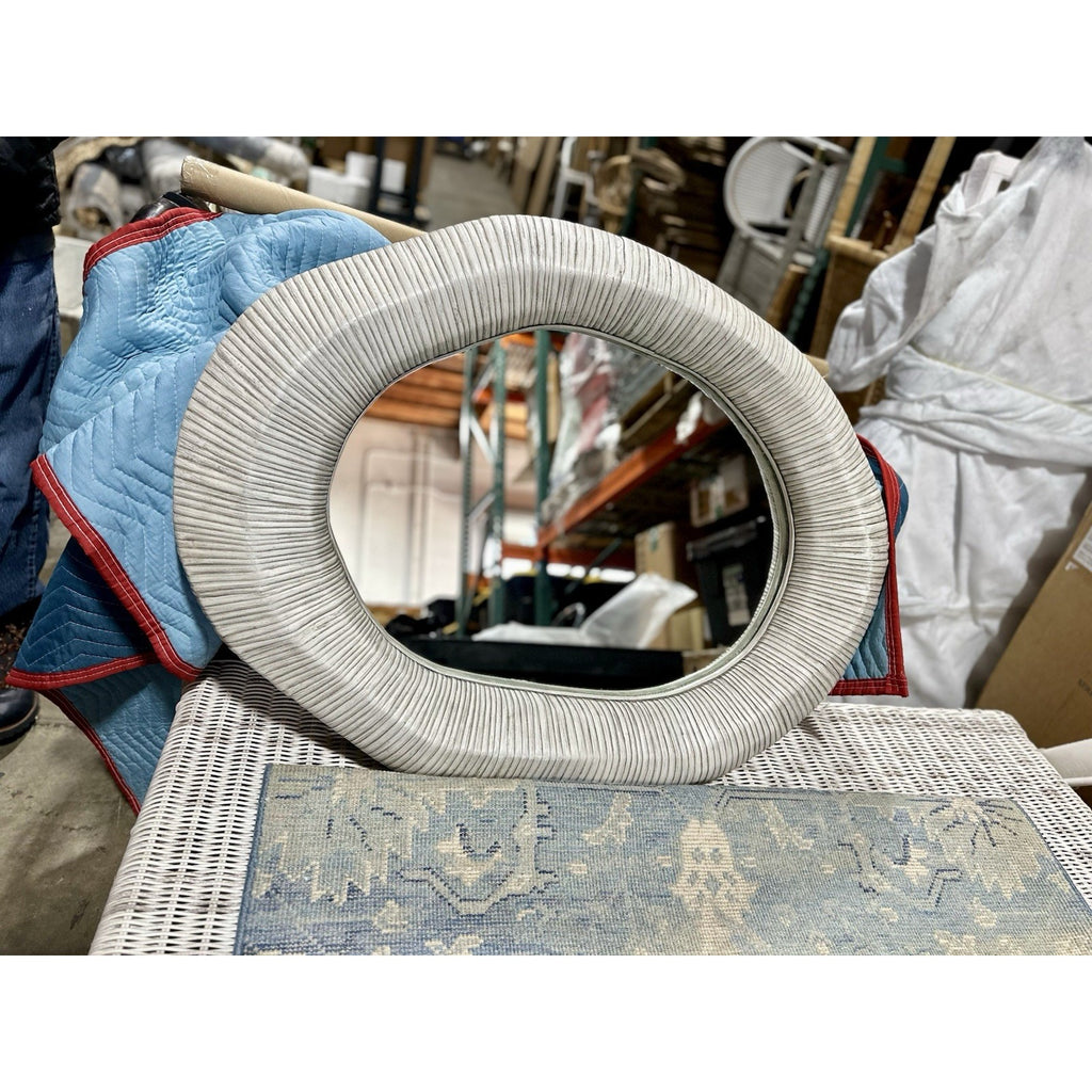PALECEK Ravenna Rattan Designer Coastal Mirror-Whitewash
