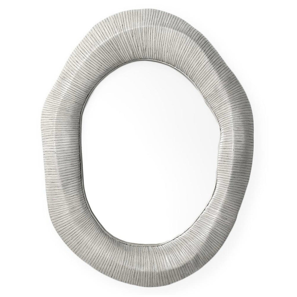 PALECEK Ravenna Rattan Designer Coastal Mirror-Whitewash
