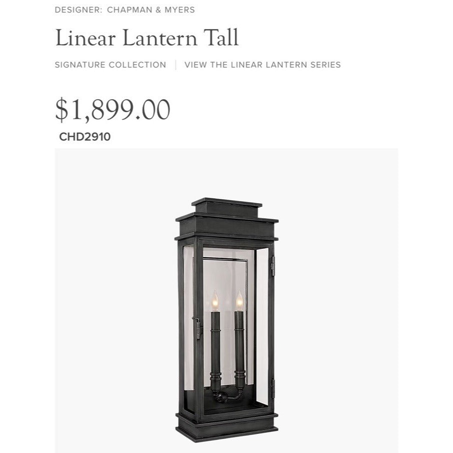 Visual Comfort Linear Lantern Tall-Bronze CHD2910