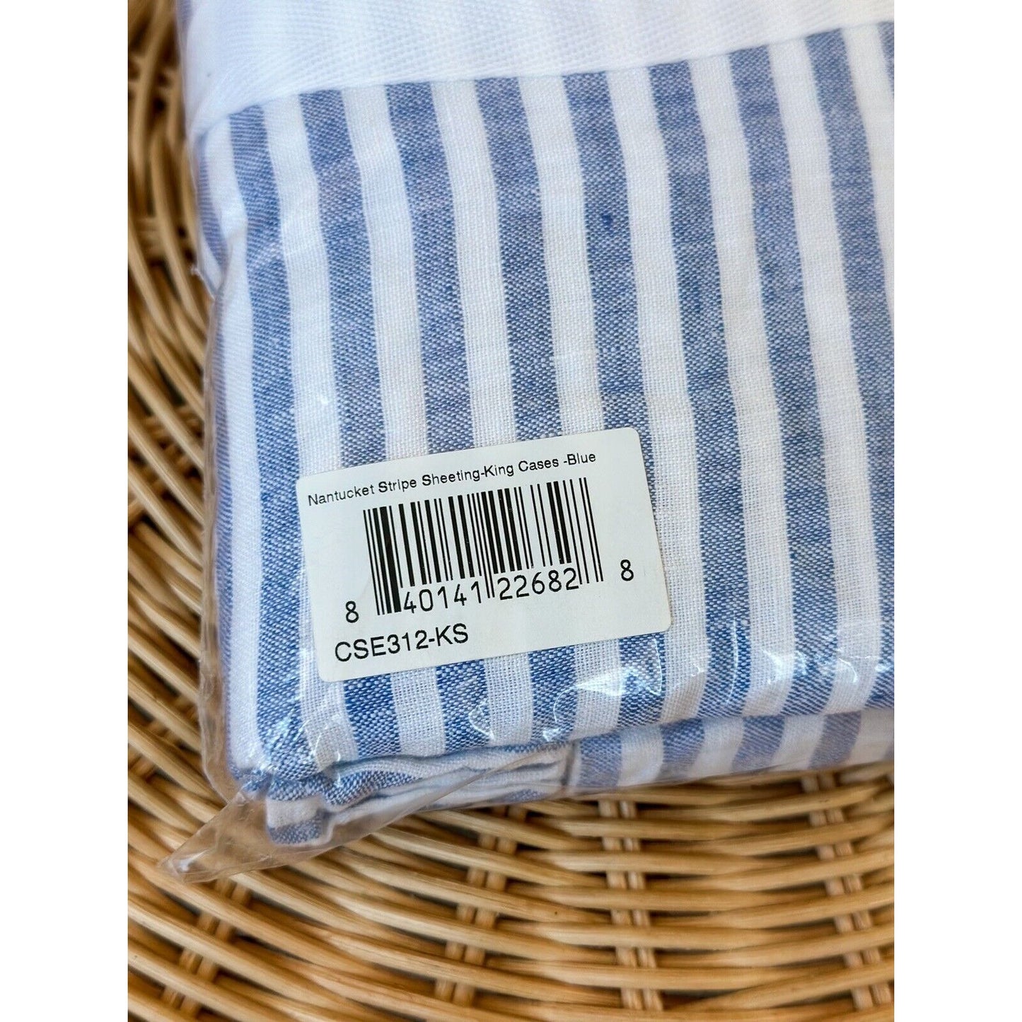 Nantucket Stripe Linen King Pillowcases (Set of 2)-French Blue