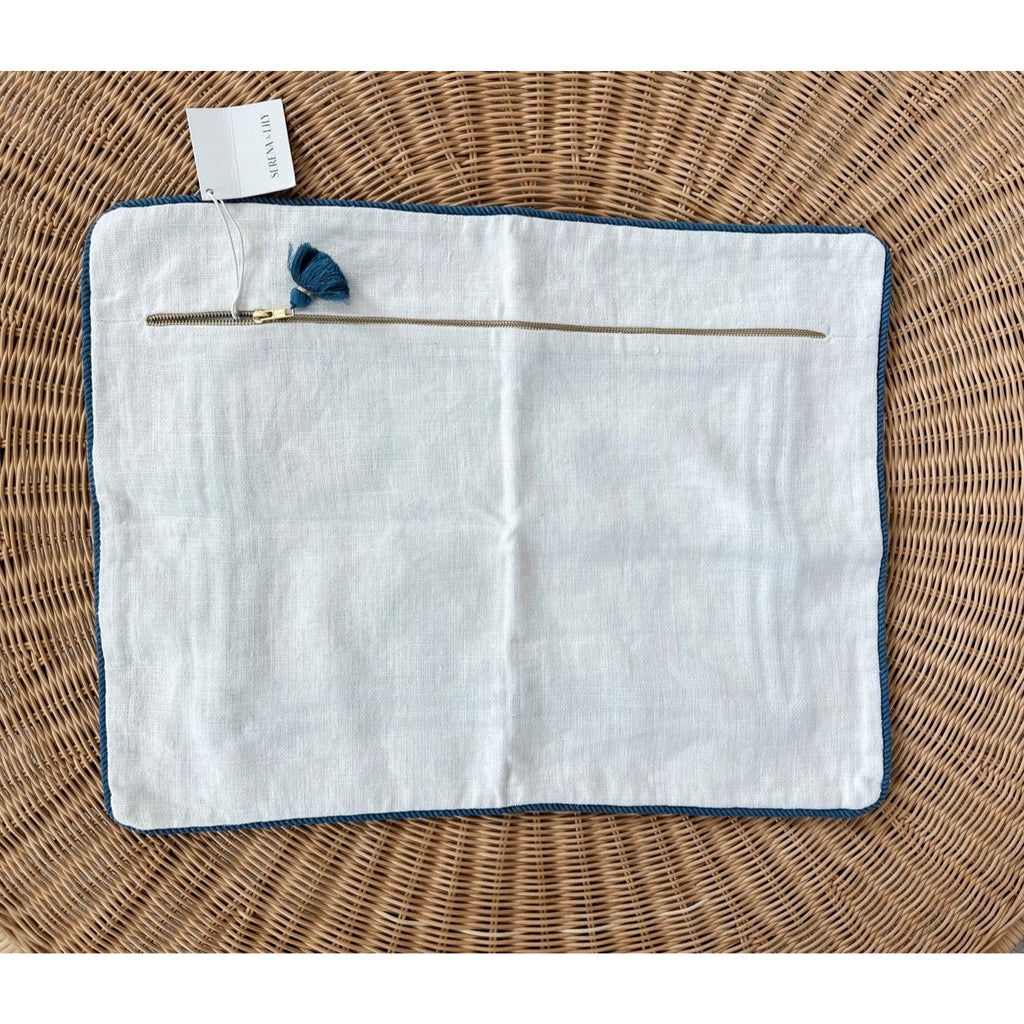 Riva Pillow Cover (18”x24”)-White/Captain’s Blue - The Home Decor Outlet