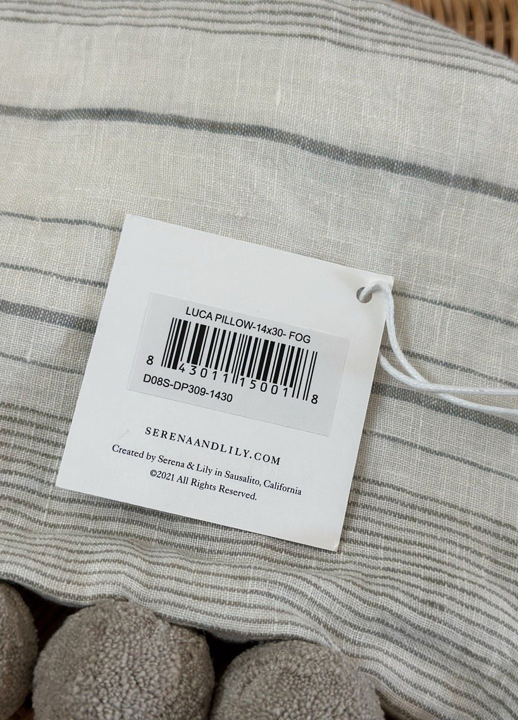 Luca Pillow Cover (14”x30”)-Fog Grey
