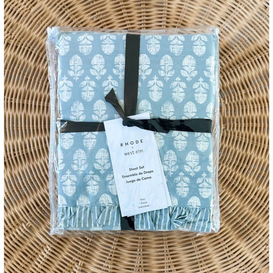 West Elm x Rhode Thistle Coastal 3 Piece Twin Sheet Set-Mist Blue