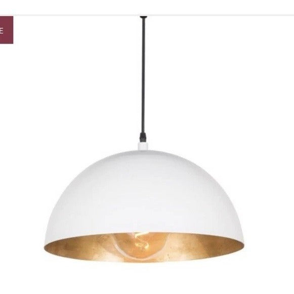 Regina Andrew Sigmund Small Dome Pendant Light (15” W)-White & Gold