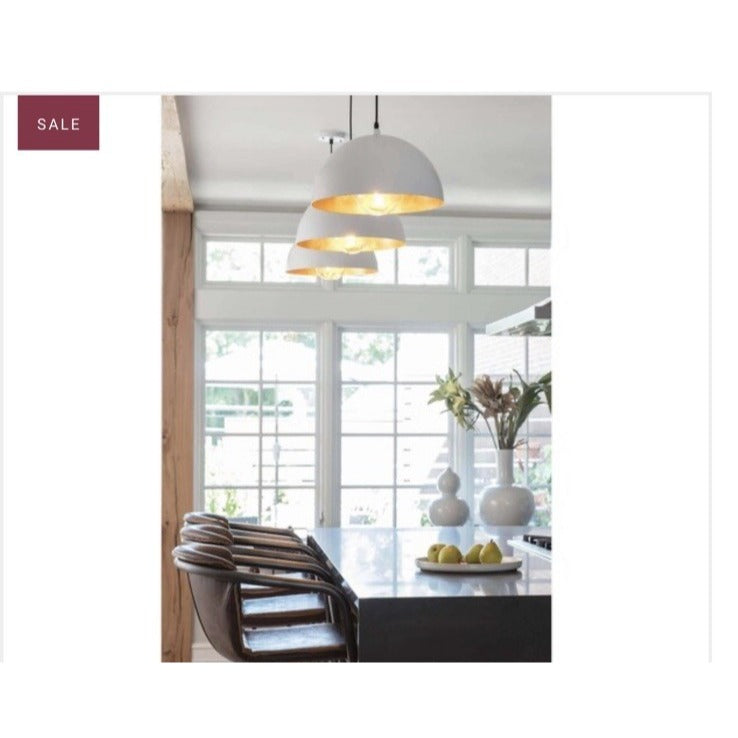 Regina Andrew Sigmund Small Dome Pendant Light (15” W)-White & Gold