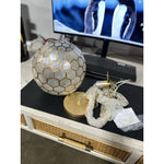 Capiz Honeycomb Small Round Pendant (10.5” DIAM)-Brass Gold