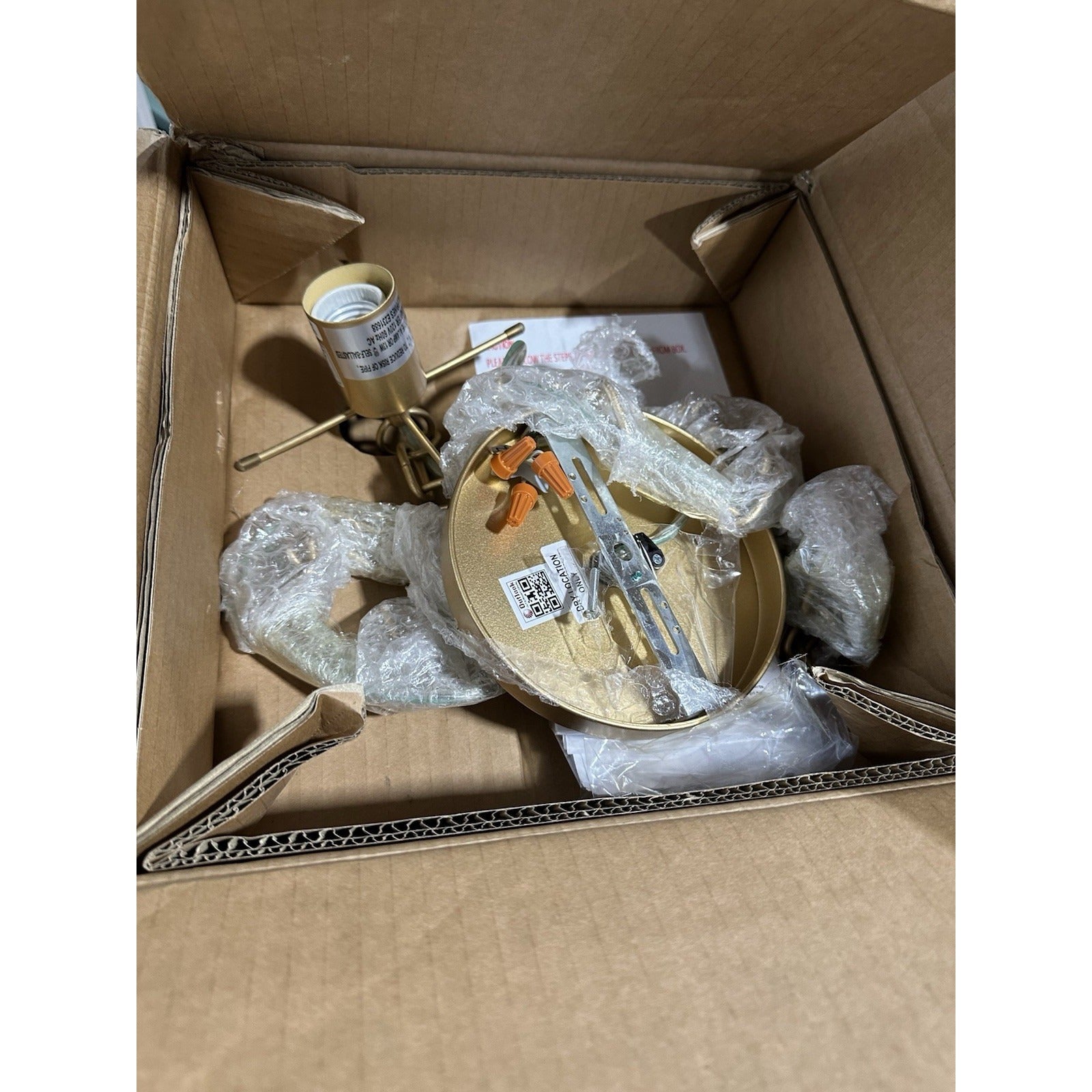 Capiz Honeycomb Small Round Pendant (10.5” DIAM)-Brass Gold