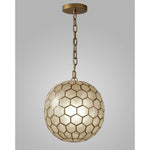 Capiz Honeycomb Small Round Pendant (10.5” DIAM)-Brass Gold