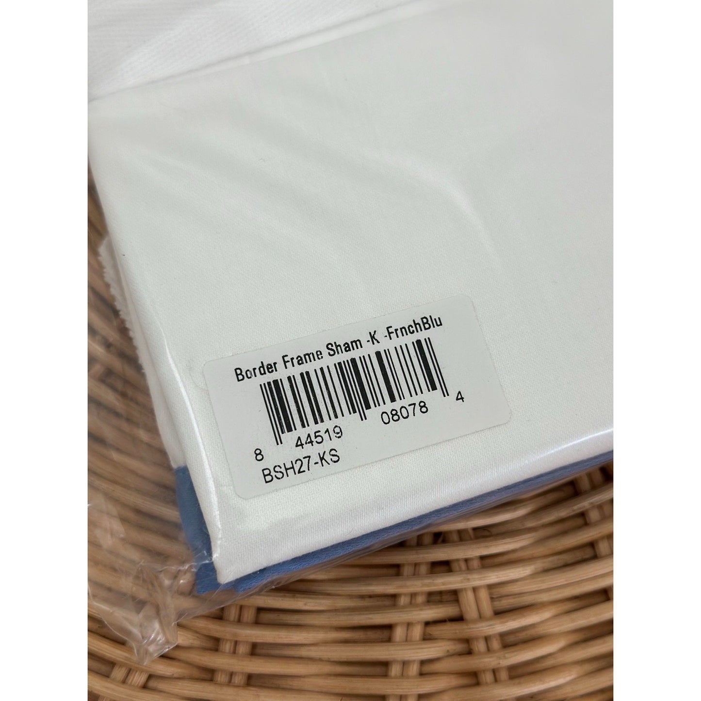 Border Frame Sateen King Pillow Sham-French Blue