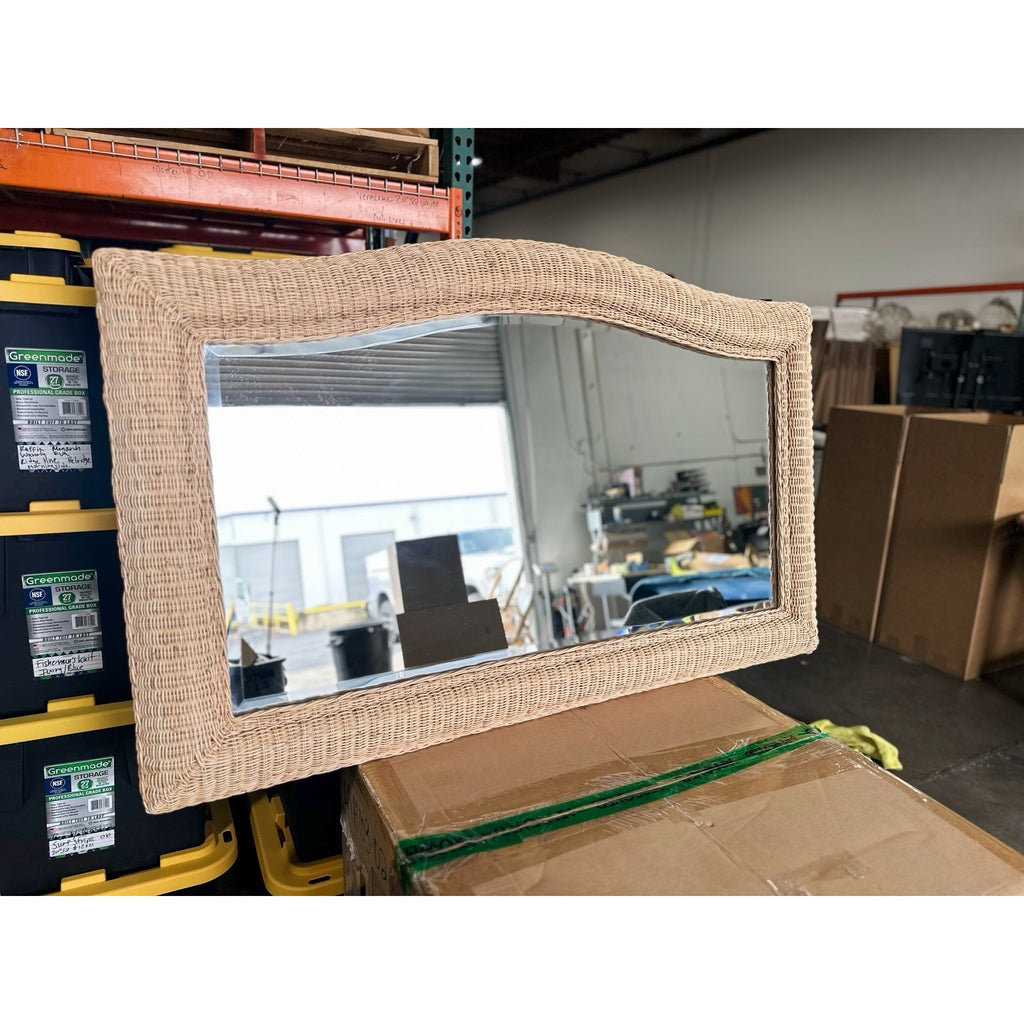 Woven Rattan Dune Mirror-Natural Brown