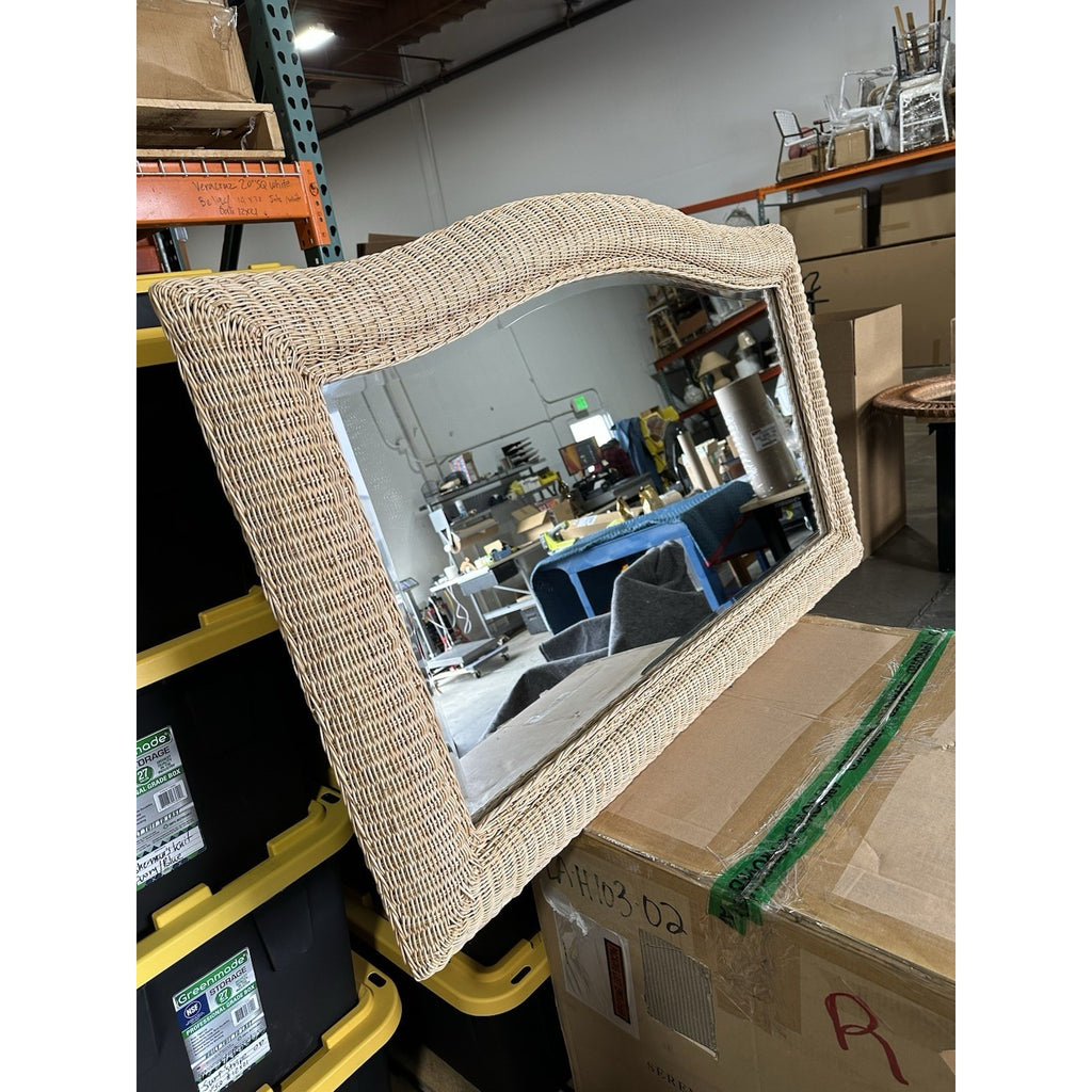Woven Rattan Dune Mirror-Natural Brown
