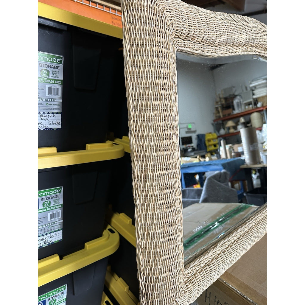 Woven Rattan Dune Mirror-Natural Brown