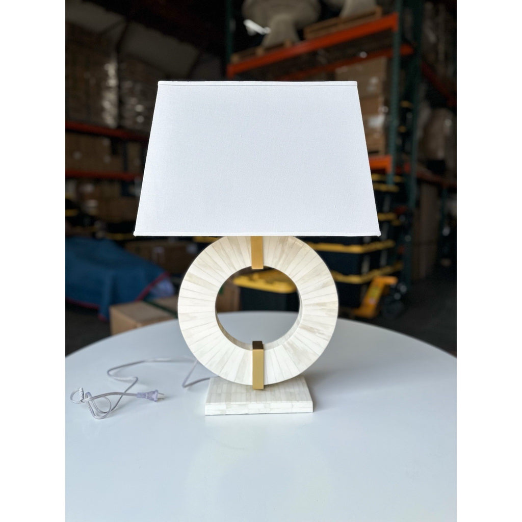 Bower Coastal Table Lamp-Beige/Brass Accents