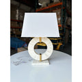 Bower Coastal Table Lamp-Beige/Brass Accents