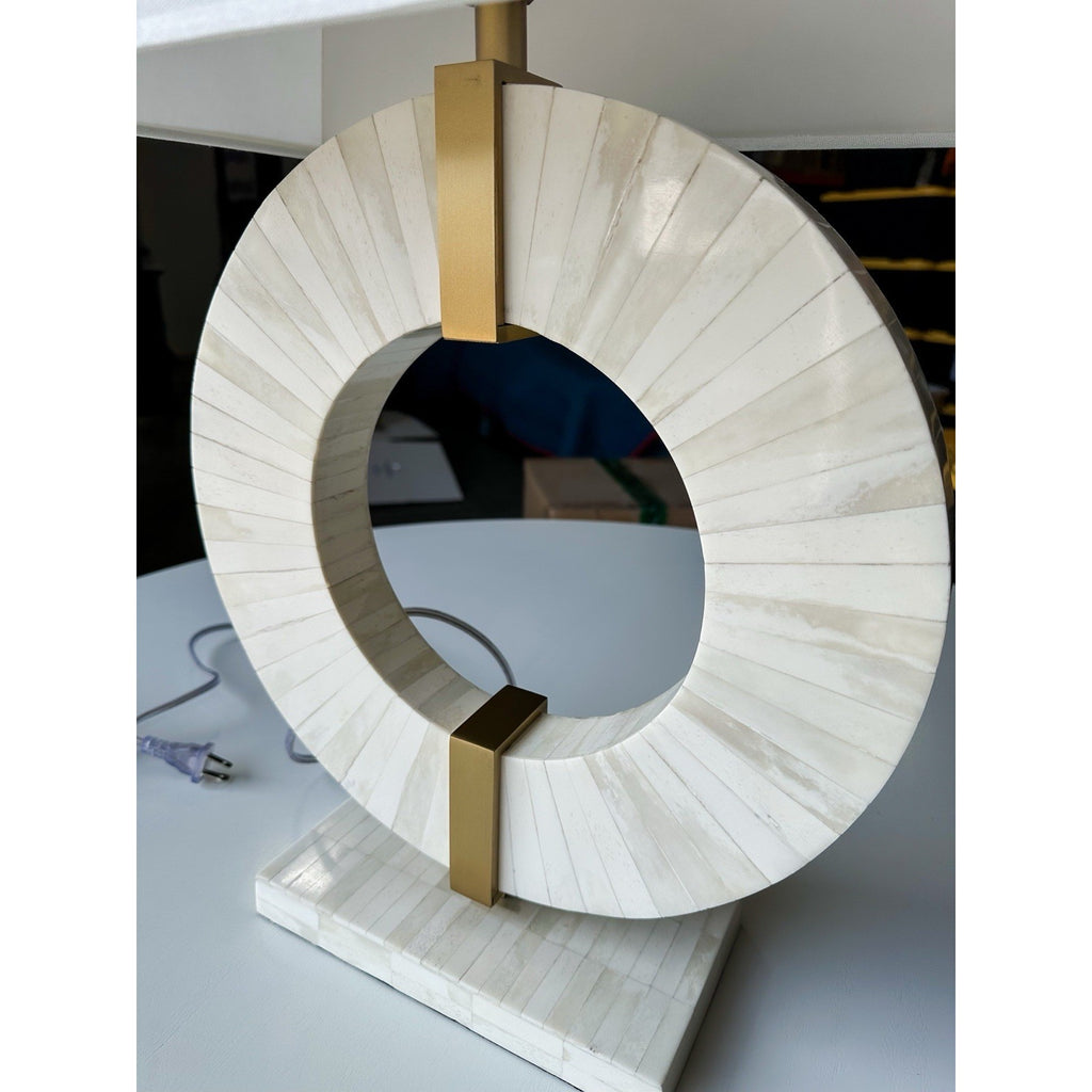 Bower Coastal Table Lamp-Beige/Brass Accents