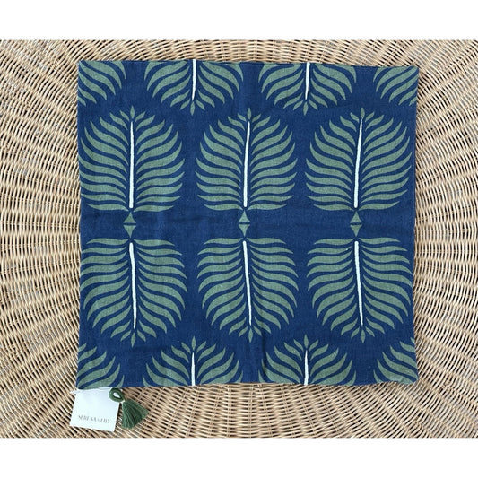 Granada Pillow Cover (20” SQ)-Navy Blue/Moss Green - The Home Decor Outlet