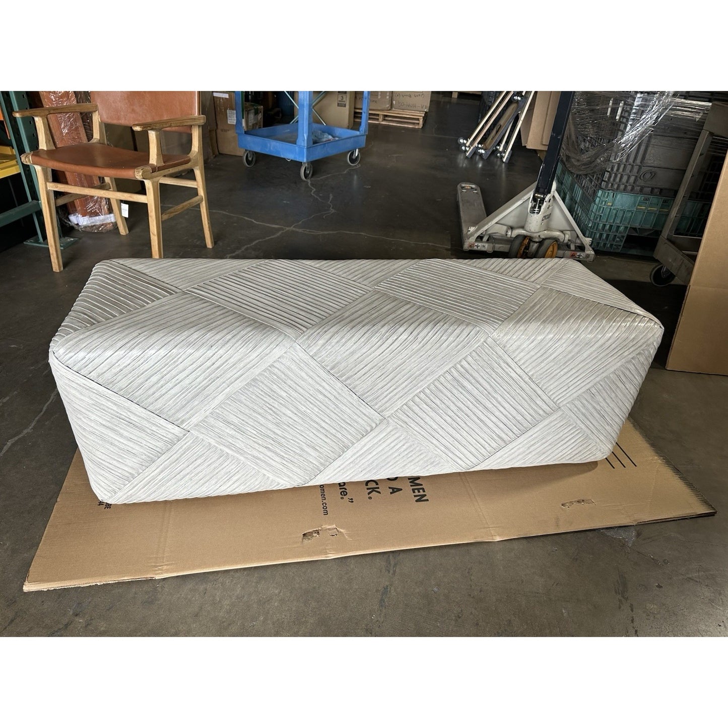 PALECEK Portrero Coastal Rattan Handcrafted Bench-White