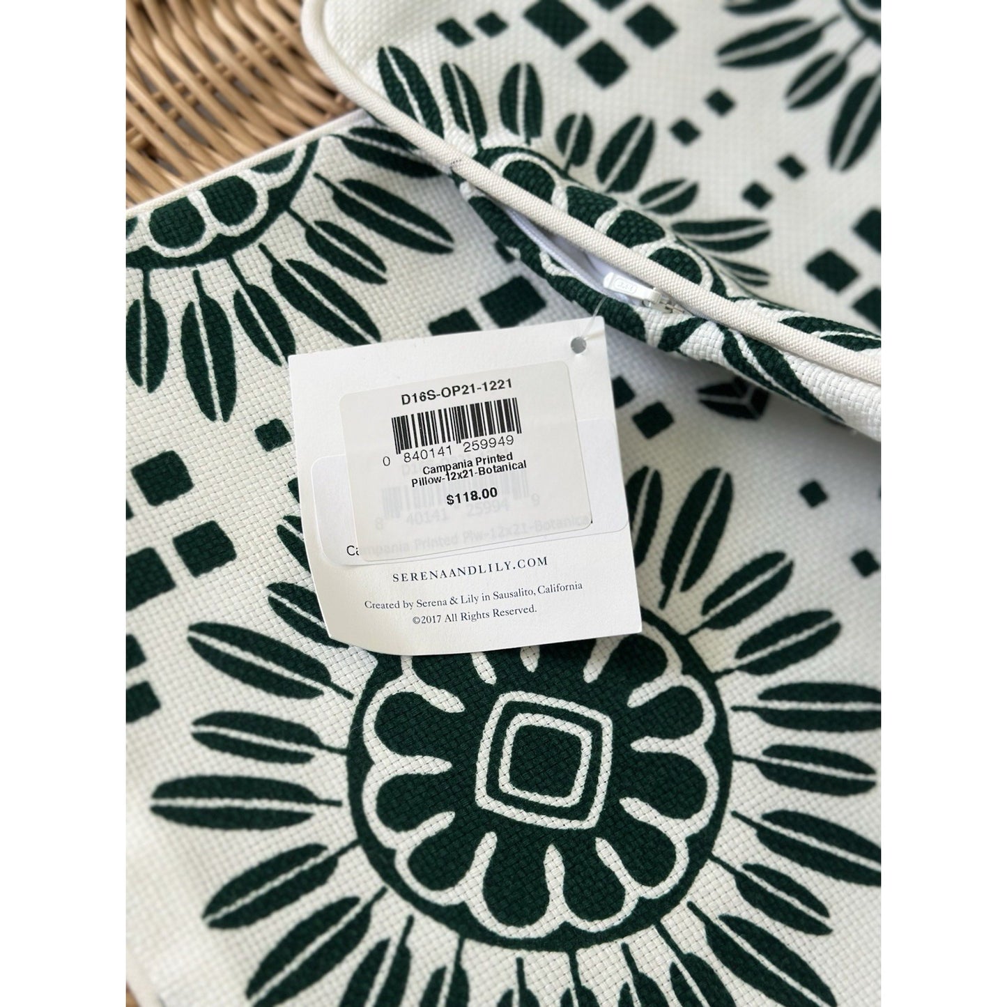 Campania Pillow Cover (12”x21”)-Botanical Green