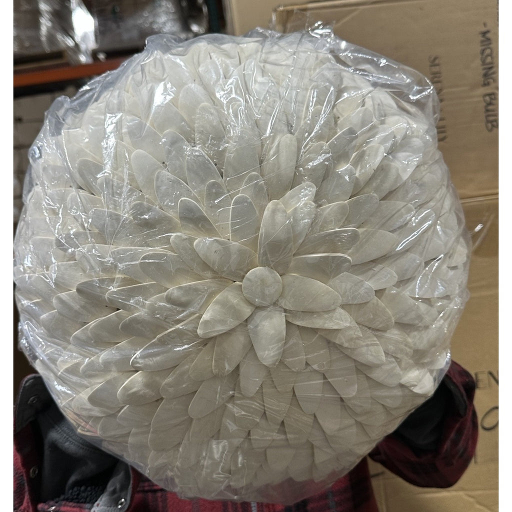 Atwater Coconut Shell Flush Mount (Small)-Natural Beige