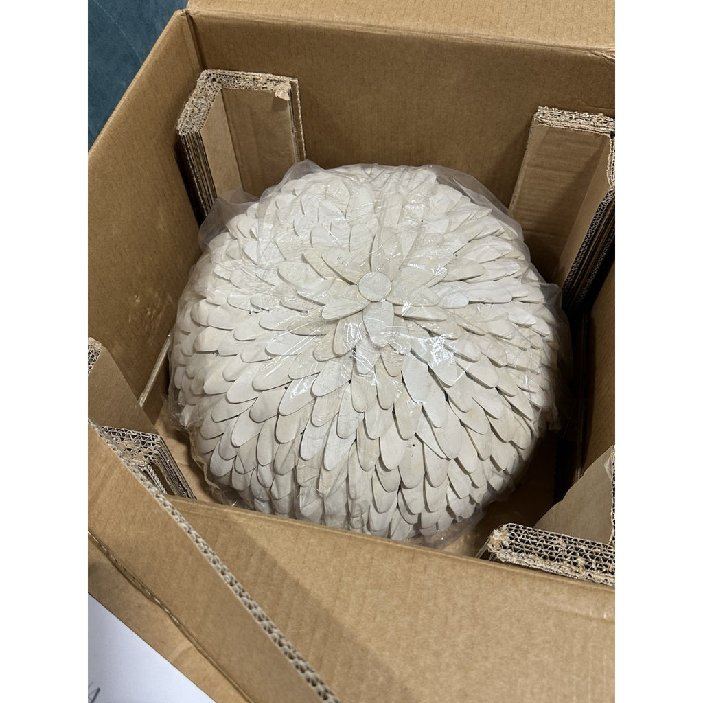 Atwater Coconut Shell Flush Mount (Small)-Natural Beige