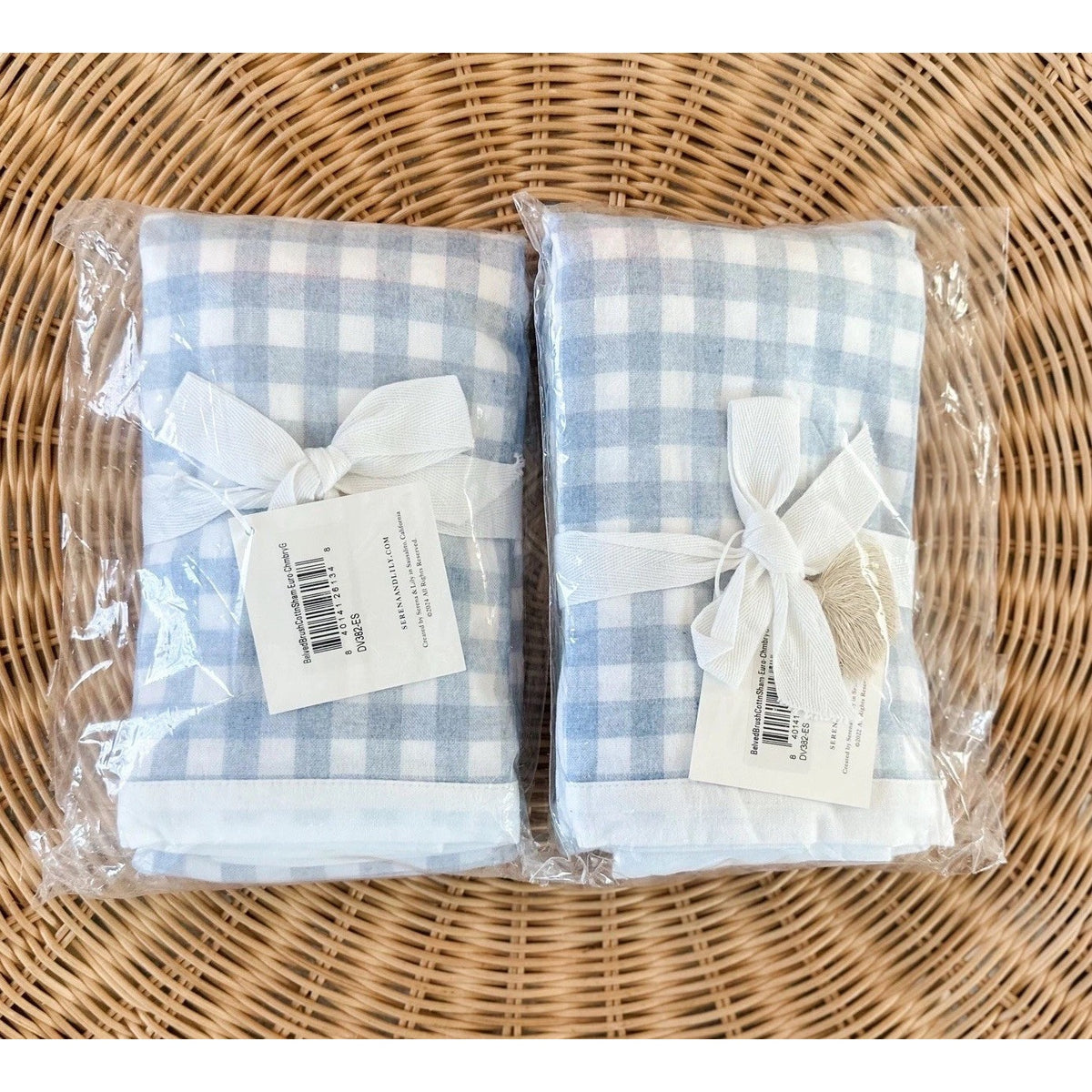 Belvedere Flannel Euro Pillow Shams (Set of 2)-Blue Gingham