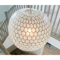 Capiz Honeycomb Large Round Pendant Light (29” DIAM)-Brass Gold