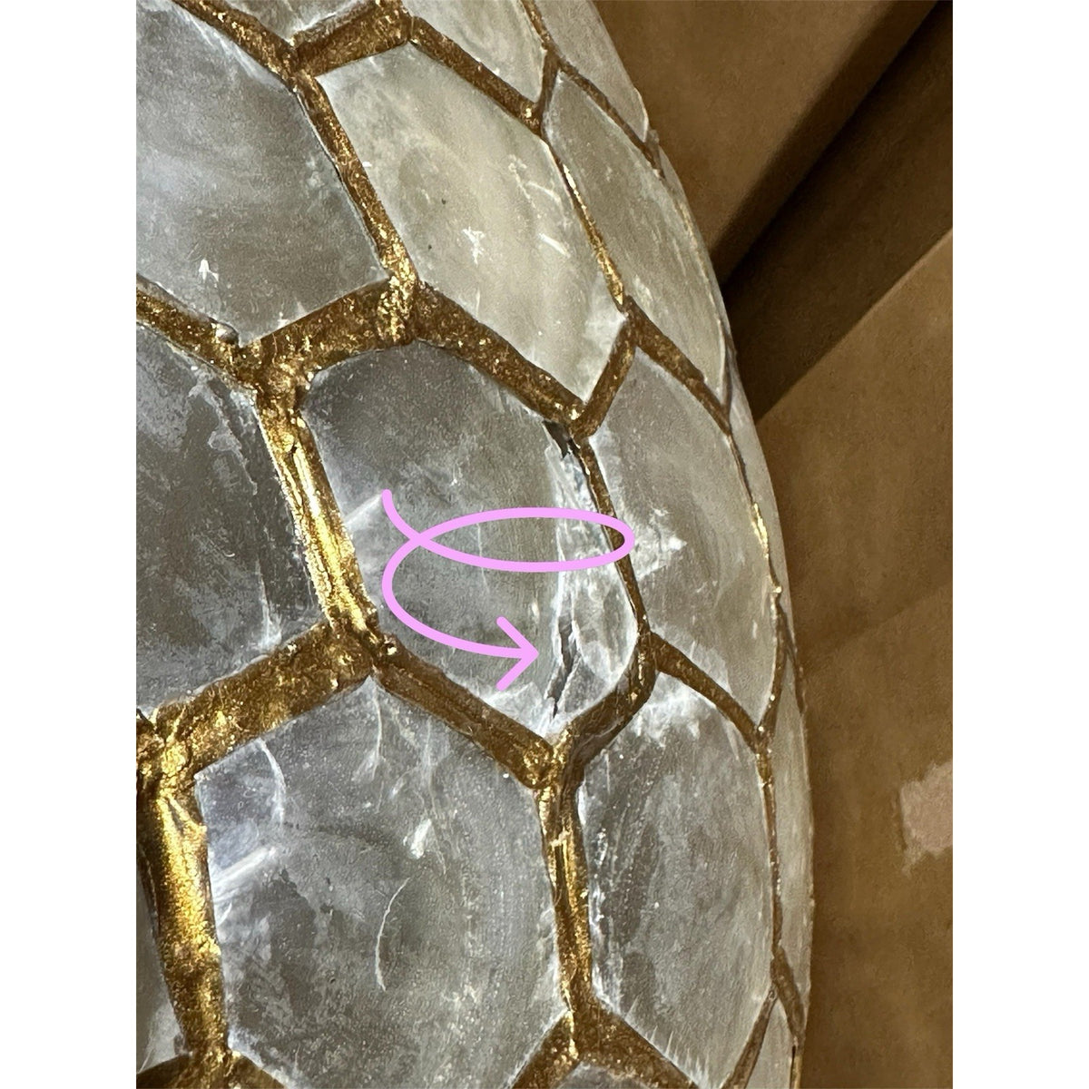 Capiz Honeycomb Large Round Pendant Light (29” DIAM)-Brass Gold