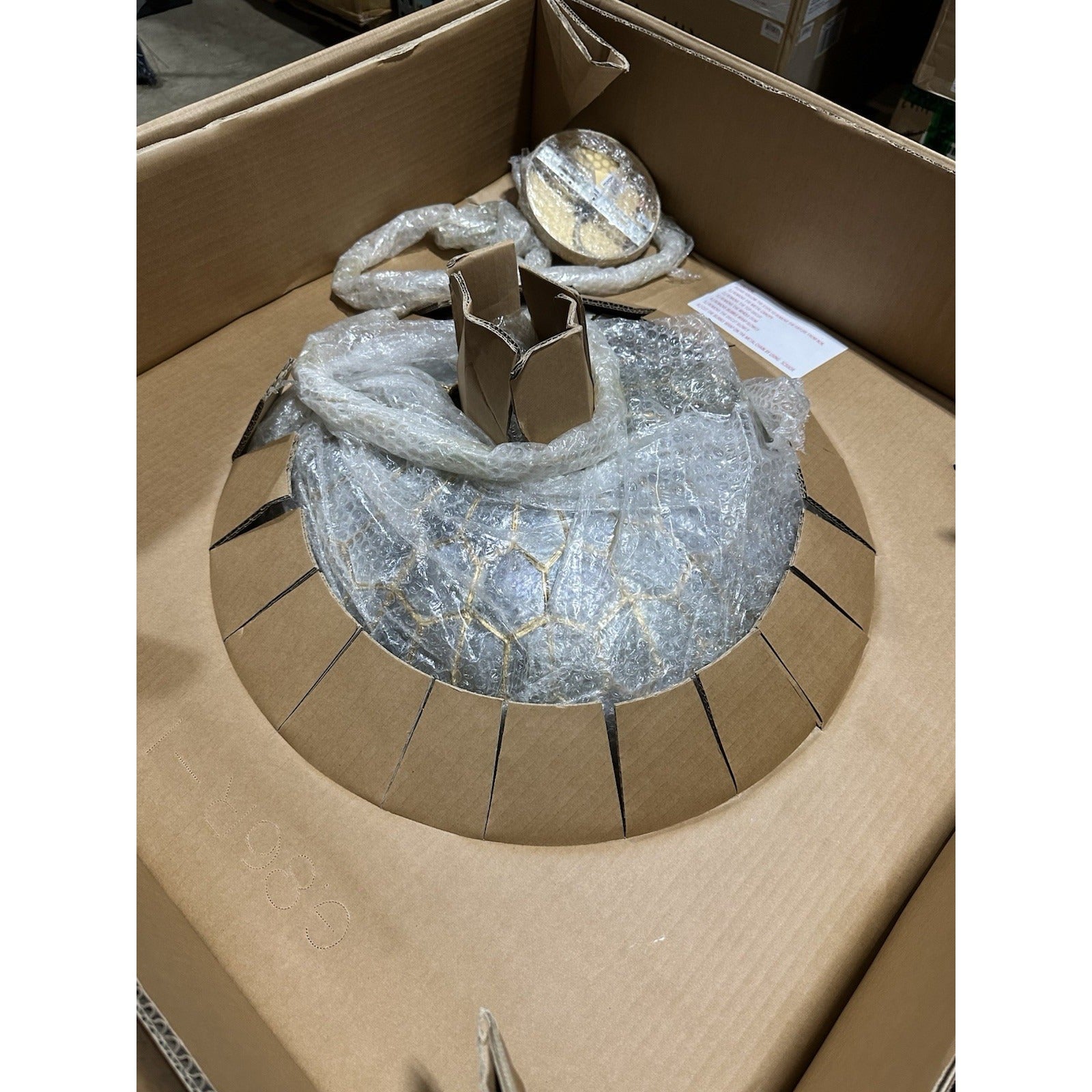 Capiz Honeycomb Large Round Pendant Light (29” DIAM)-Brass Gold