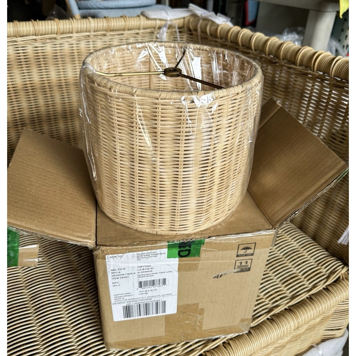 Springview Petite Lamp Drum Shade-Rattan/Wicker-Natural Brown