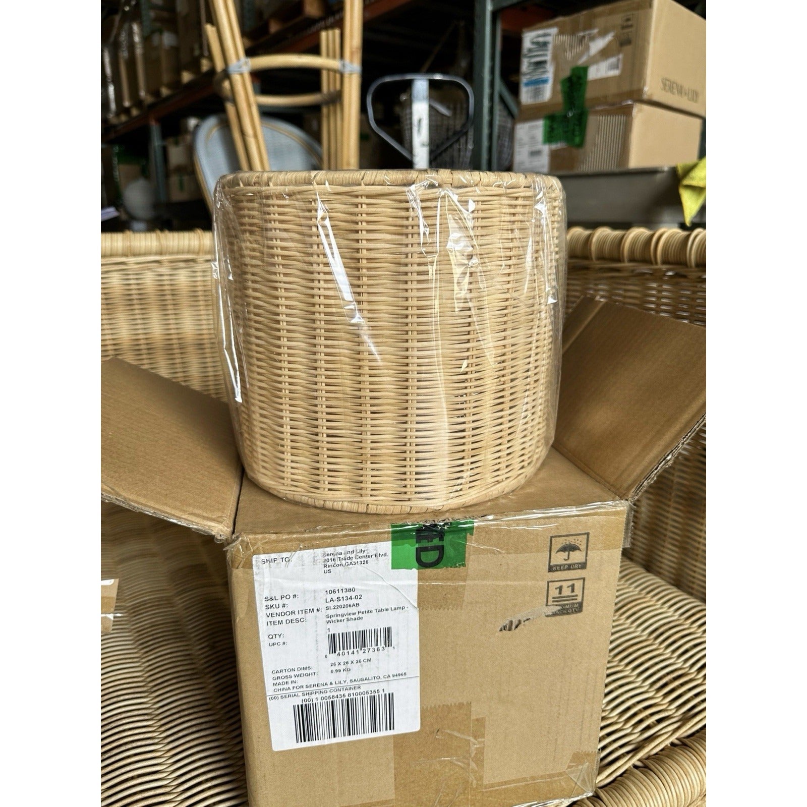 Springview Petite Lamp Drum Shade-Rattan/Wicker-Natural Brown