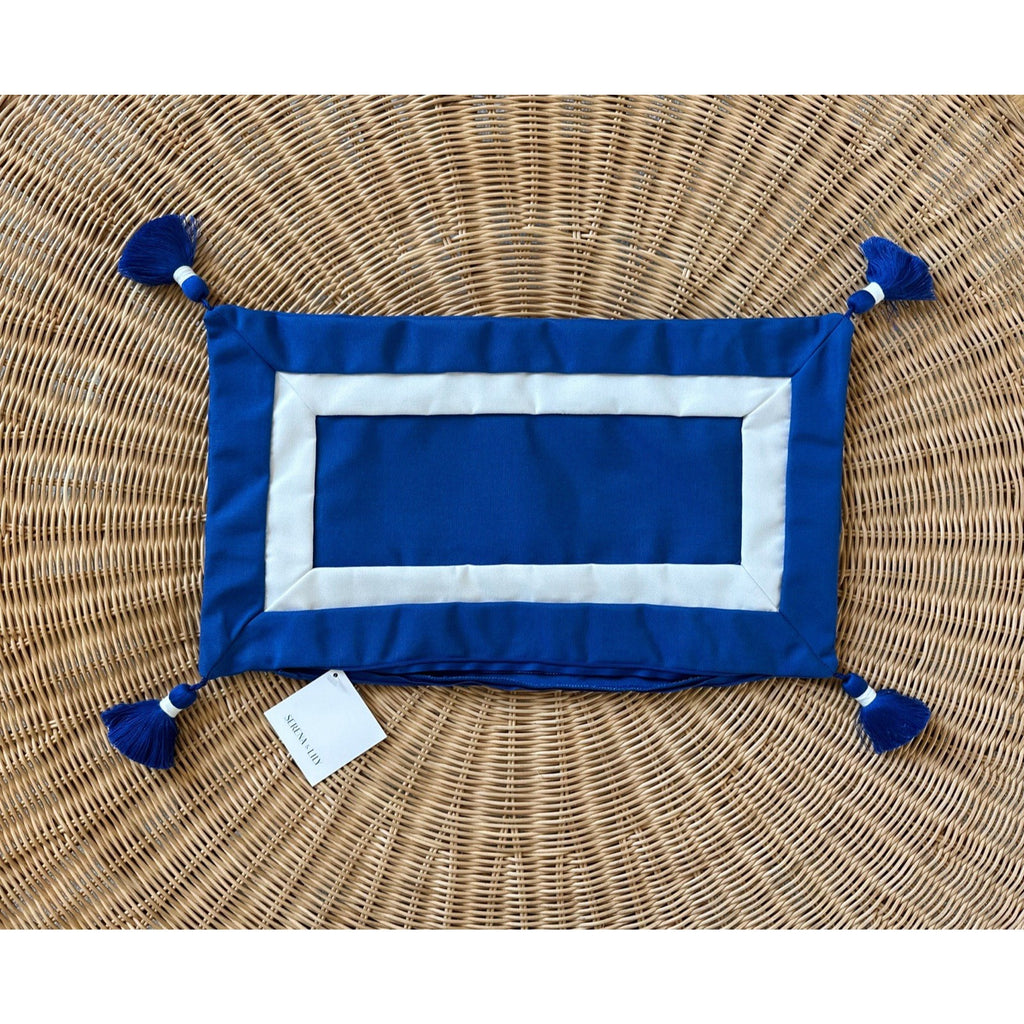 Sunbrella Border Frame Pillow Cover (12”x21”)-Blue - The Home Decor Outlet