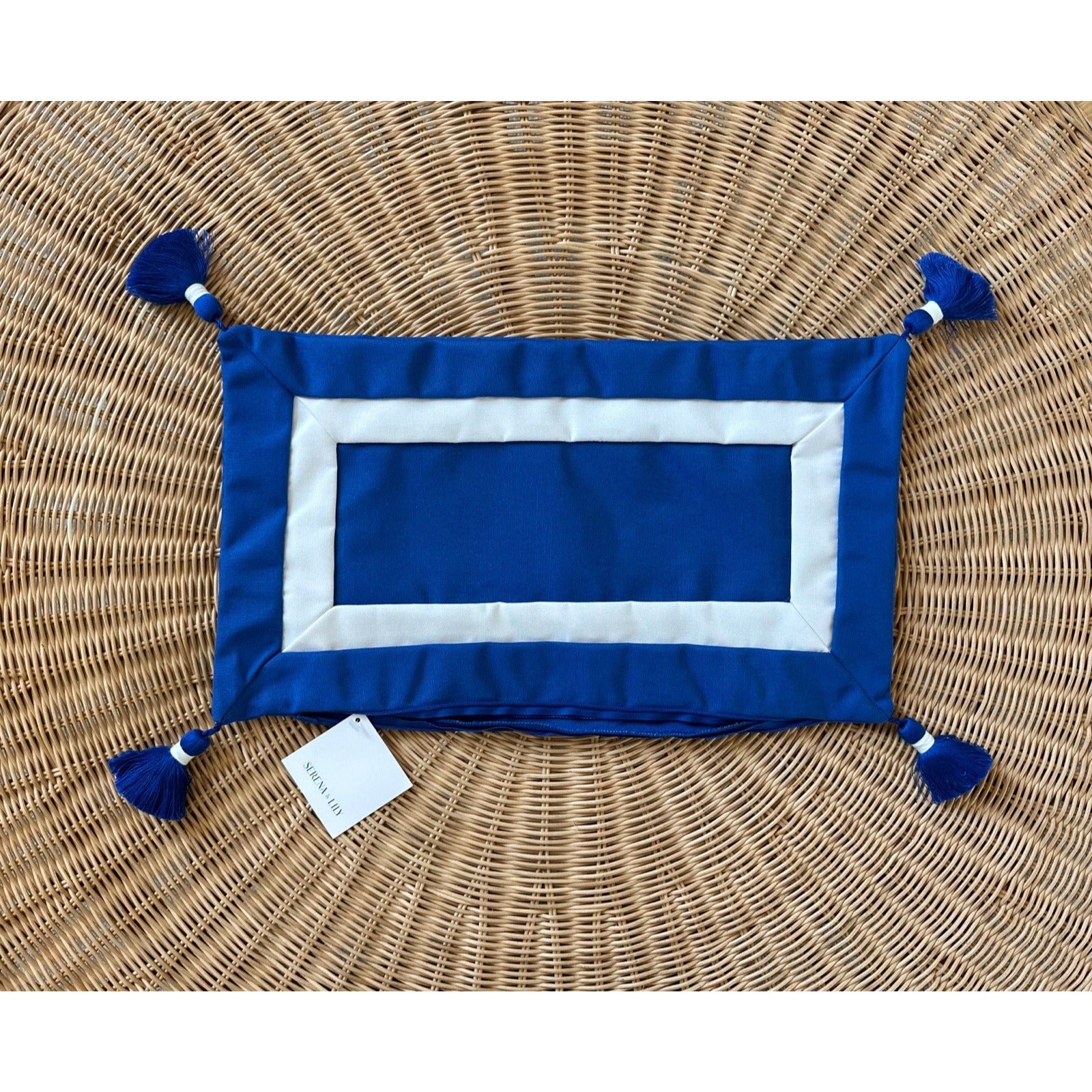 Sunbrella Border Frame Pillow Cover (12”x21”)-Blue - The Home Decor Outlet