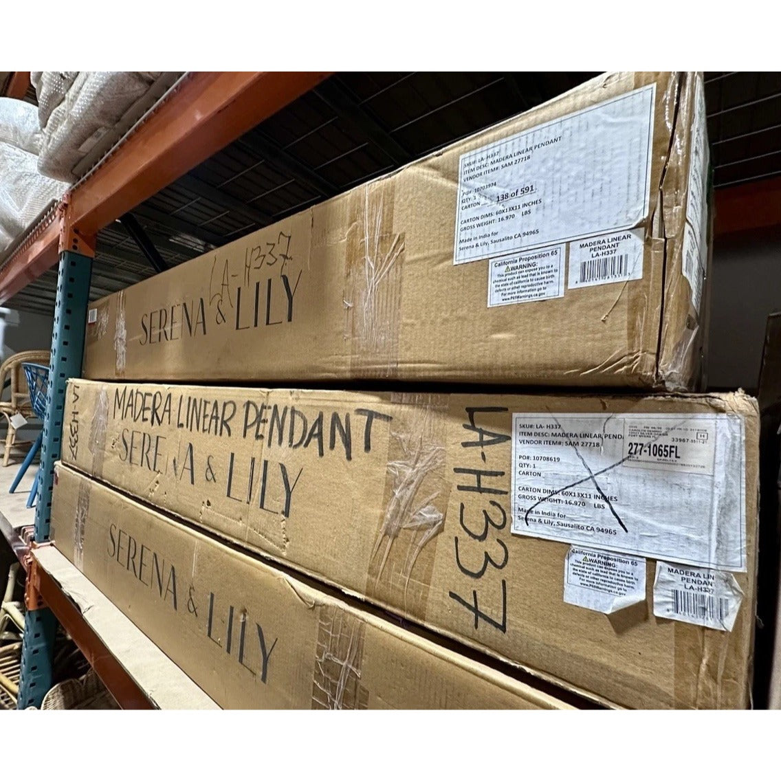 Madera Linear Rattan Pendant-Brass Gold - The Home Decor Outlet